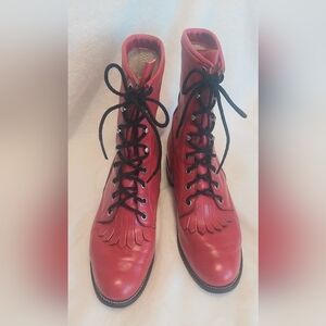Justin Ropers Red Women's Combat Boots